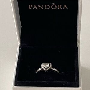 Pandora Elevated Heart Ring Sterling Silver, Size 6